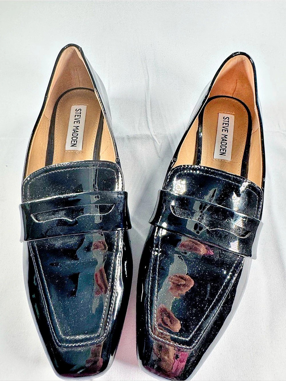 Steve Madden Romik Patent Loafers Black US 8.5 NWOT